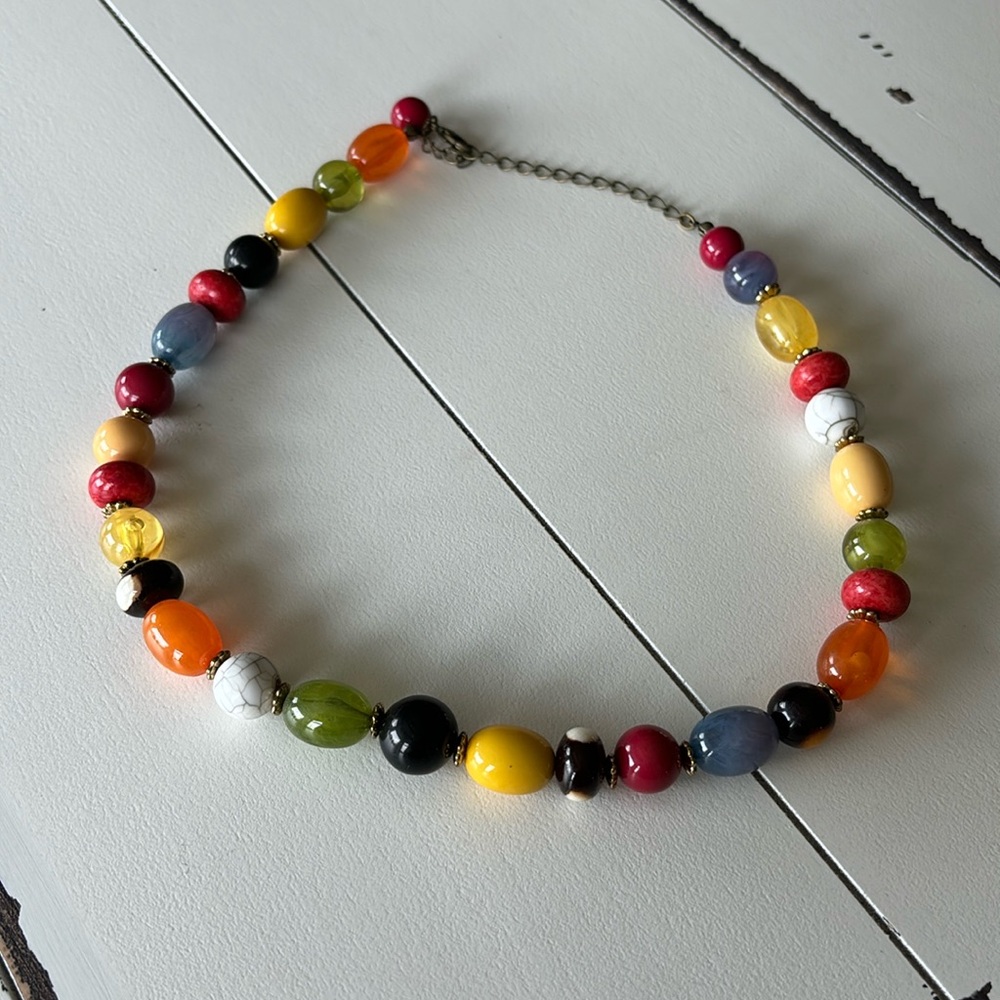Multi- color necklace to brighten up an outfit